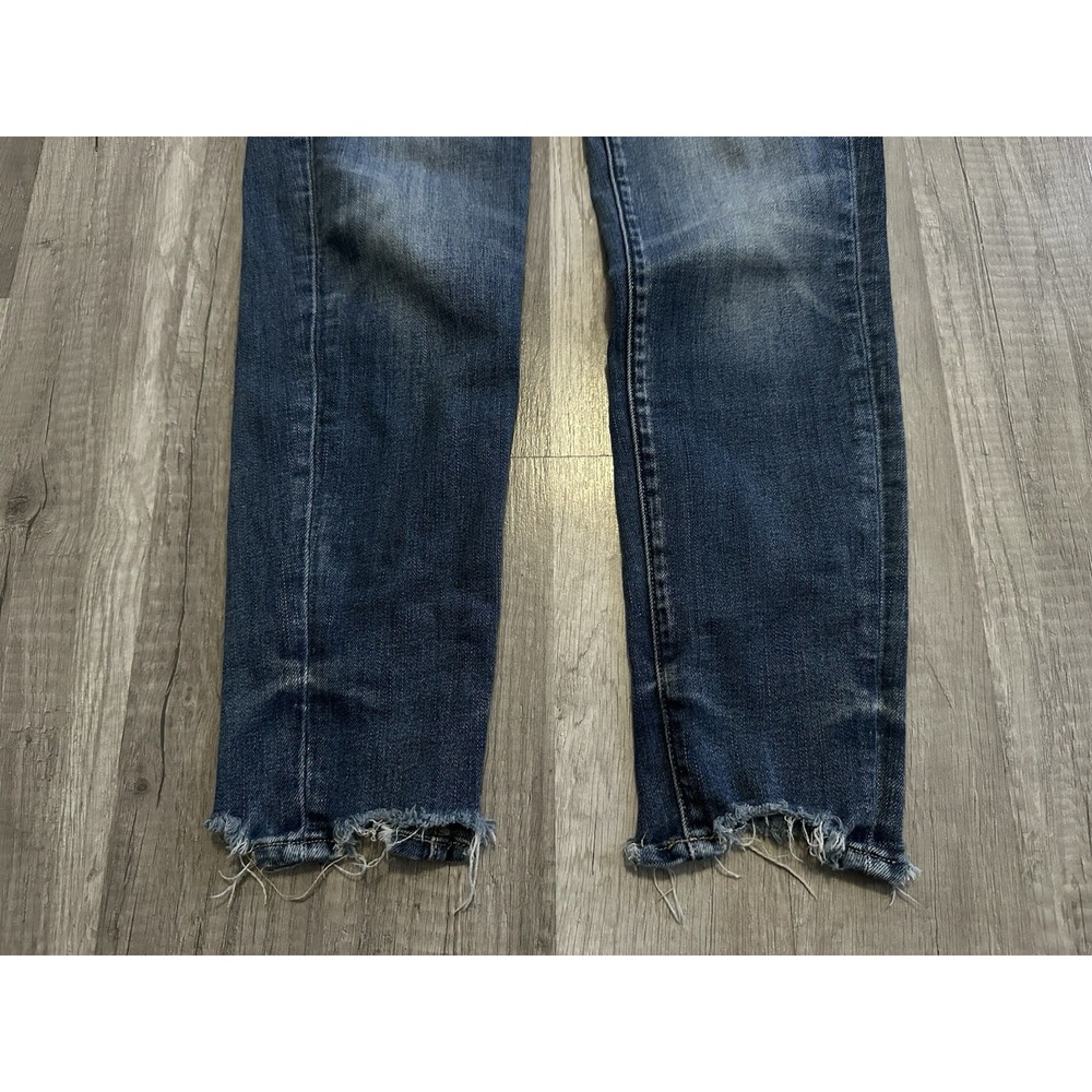 Flying Monkey Women's Jeans 26 Blue Distressed Stretch Mid Rise Fray Hem‎ Skinny - Picture 4 of 12